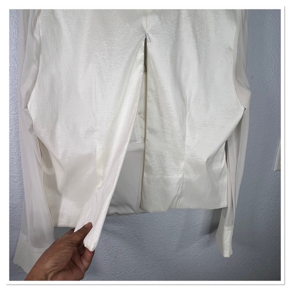 J.R. Evenings Ruffle Neck Long Sheer Sleeve Polyester Nylon Blend Blouse Sz 16 - Picture 5 of 7